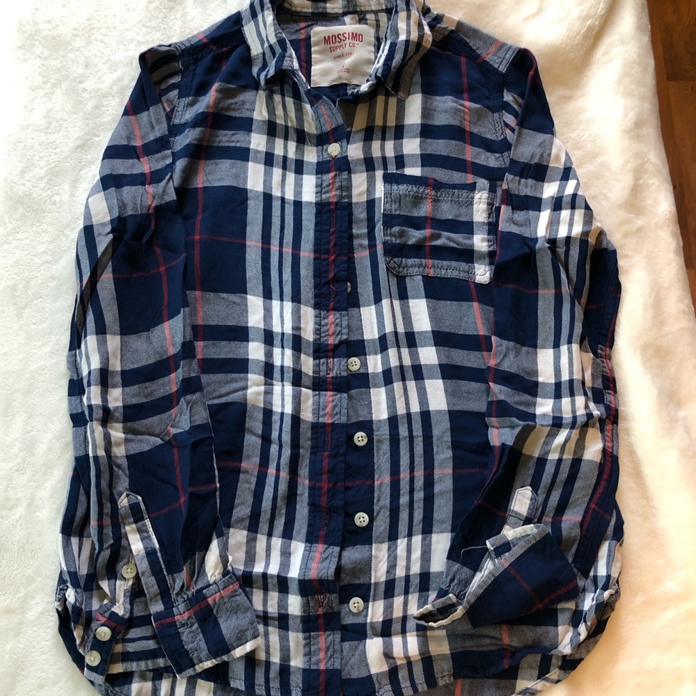 Button up long sleeve blue checkered shirt‎ size S